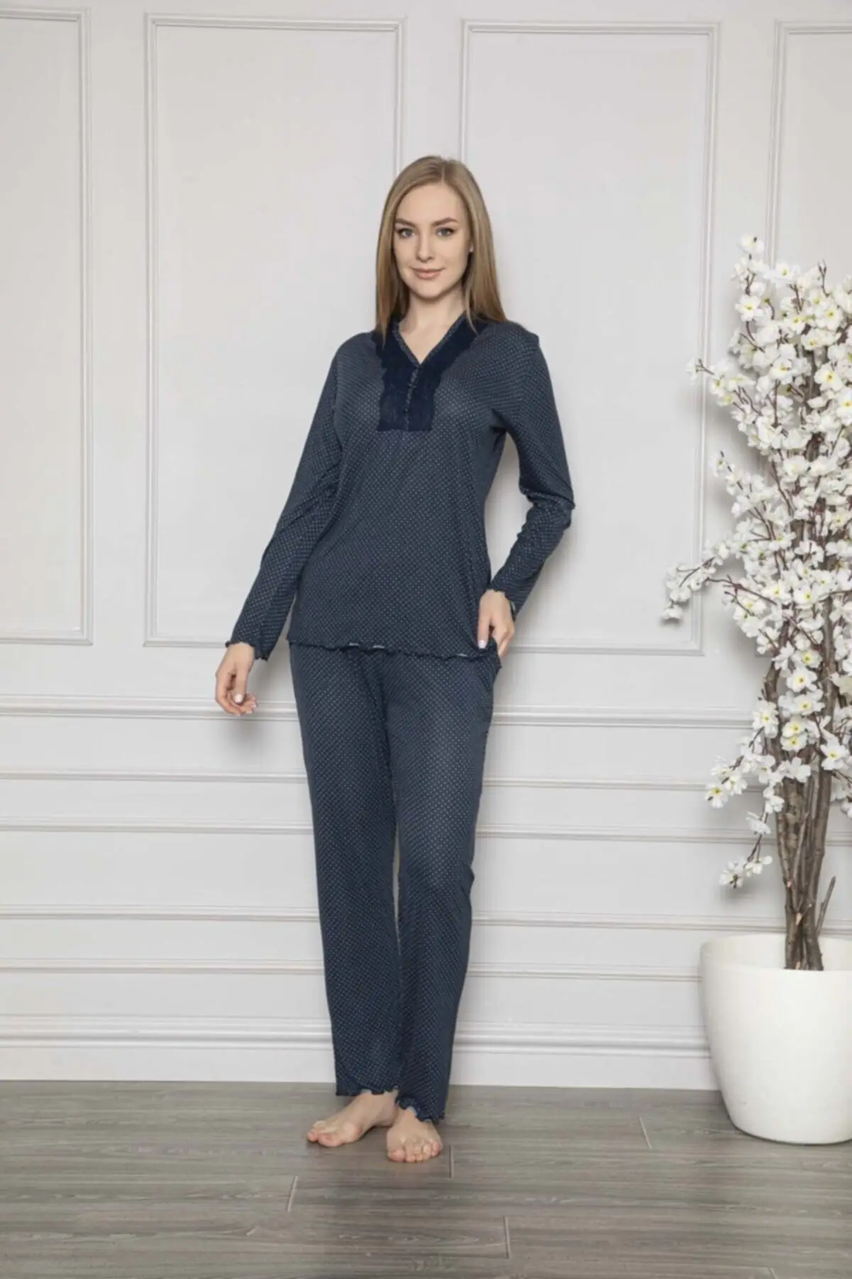 

Women's Pajamas Sleep Lounge Pajamas Elastic Waist Nightwear Retro Sleepwear Night Suit Casual Home Clothing