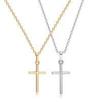 fashion trendy clavicle chain cross pendant men and women hip hop stainless steel golden silver color sweater charm necklace
