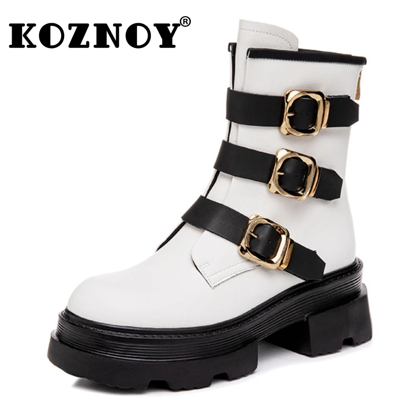 

Женские ботильоны из натуральной кожи с большим носком, 6 см