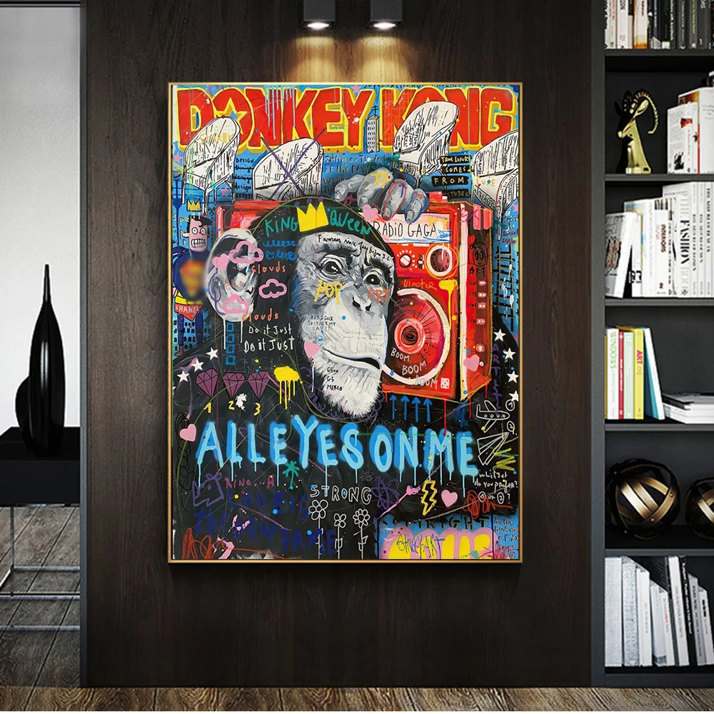 

Monkey King Graffiti Art Canvas Paintings on the Wall Art Posters and Prints Fashion Music Animals Art Pictures Home Wall Decor