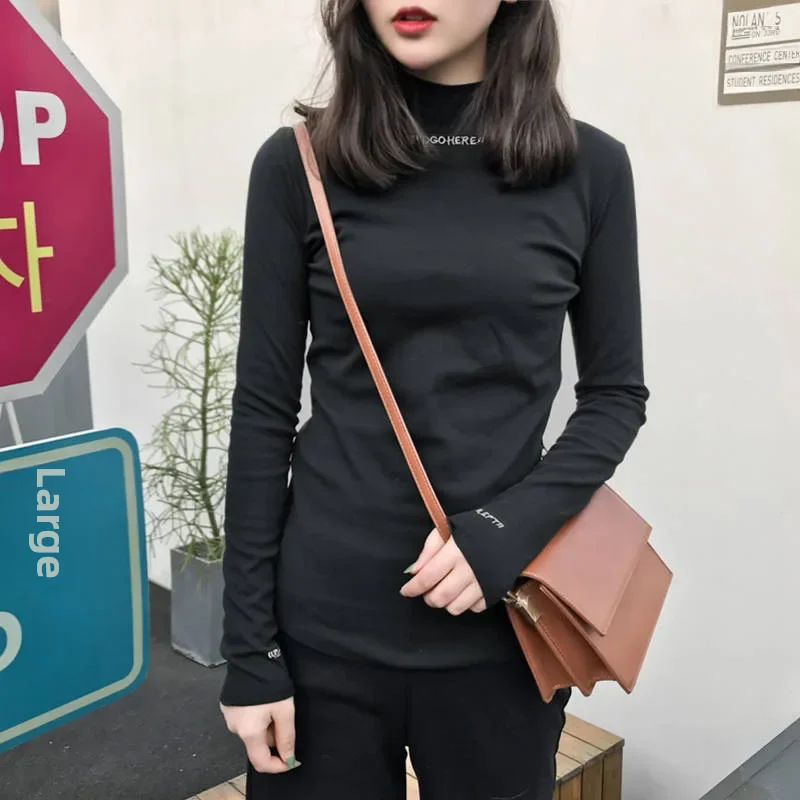 Ранняя весна 2023 женская однотонная футболка с коротким воротником до половины