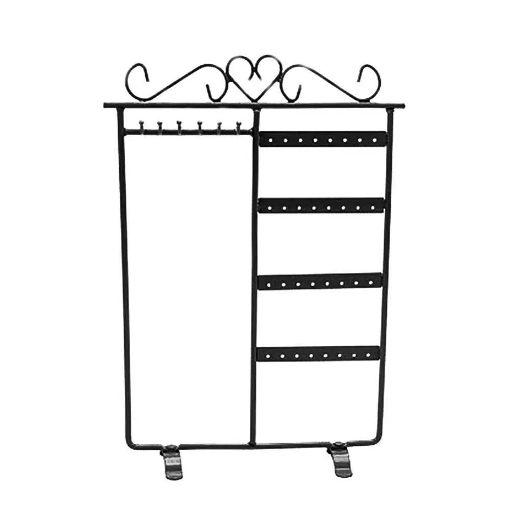 

32 Holes 6 Hooks Iron Jewelry Display Rack Earring Holder Jewelry Display Stand Ear Studs Stand Organizer Holder Display Showc