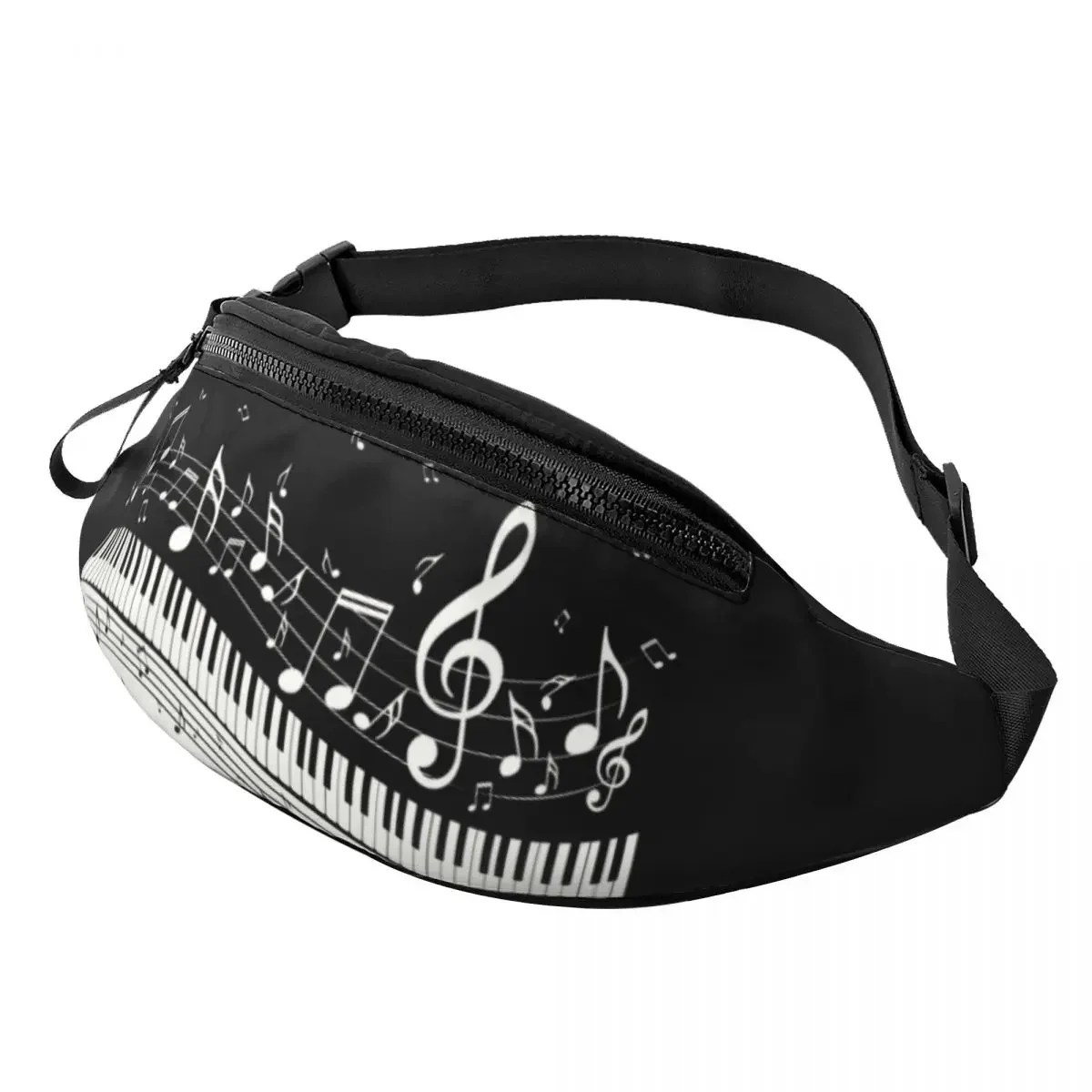 

Fashion Piano And Music Notes Fanny Pack Men Women Custom Crossbody Waist Bag for Running Phone Money Pouch