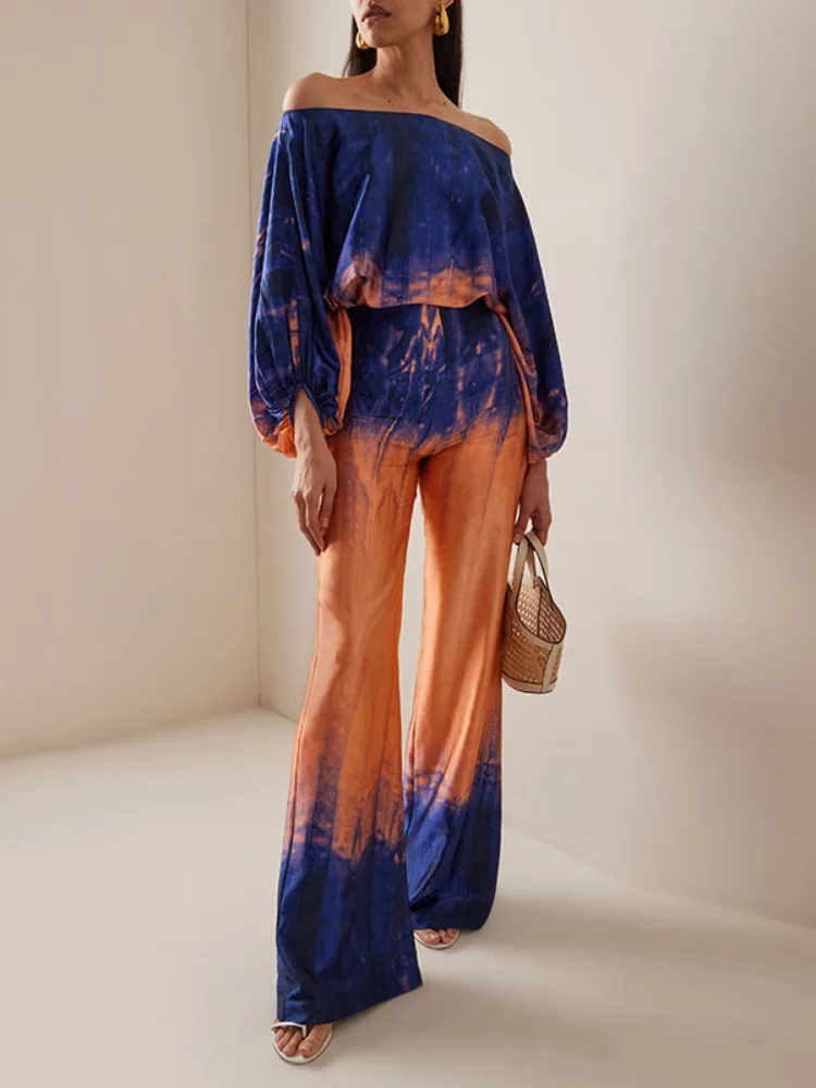 Индивидуальный Женский костюм Freeacy с брюками завязкой рубашка открытыми плечами