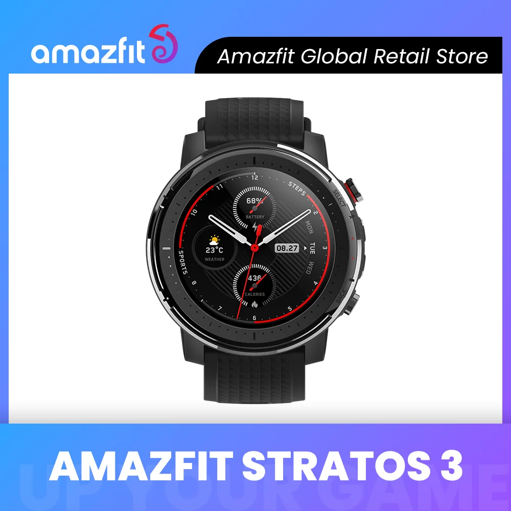 IN Stock Global Version New Amazfit Stratos 3 Smart Watch GPS 5ATM Music Dual Mode 14 Days Smartwatch For Android