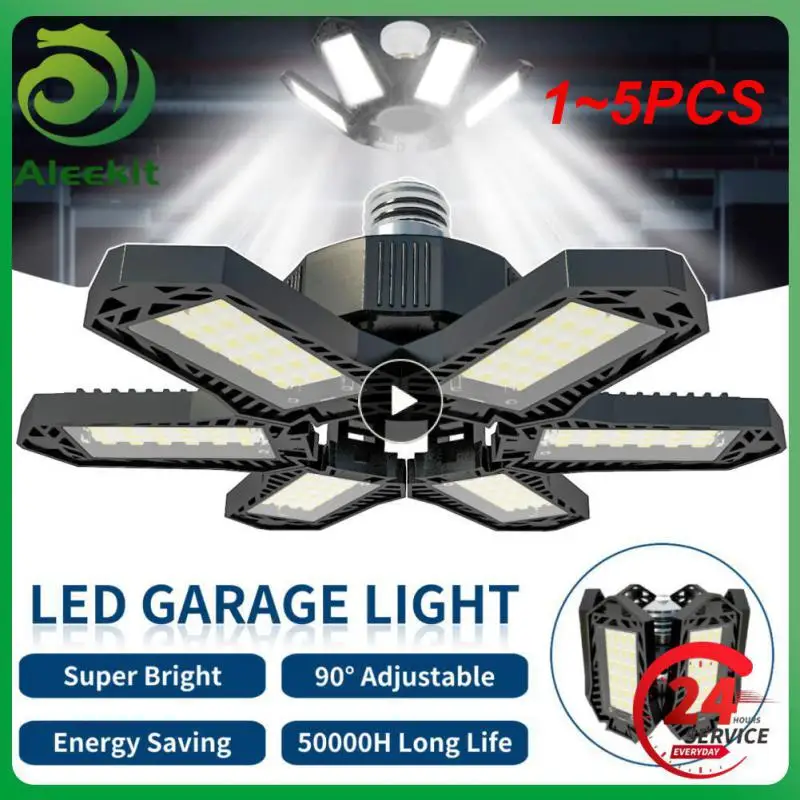 

1~5PCS Garage Light LED E27/E26 6 Panels Adjustable Led Lamp Garage Ceiling Light Deformable Storage Bulb Workshop Garage Light