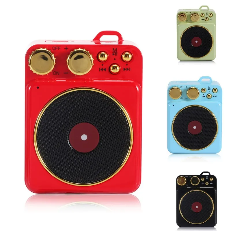 

The Best Gift Portable Retro Bluetooth Speaker Atomic Record Player Stereo Speaker Support TF Card For IPhone Xiaomi Mao King