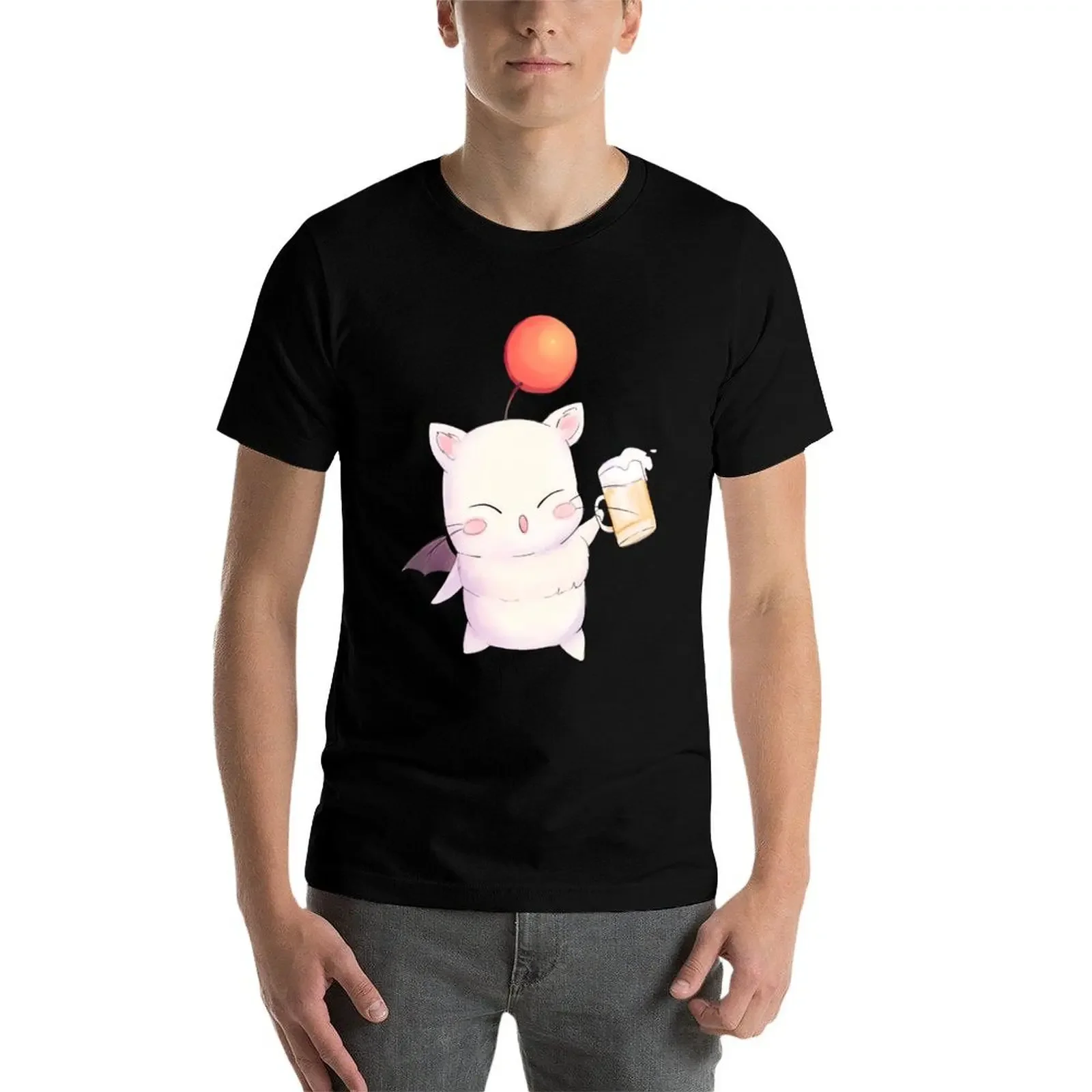 Фото Футболка Moogle\t, винтажная одежда для мальчиков, белая футболка с аниме, футболки для мужчин №4