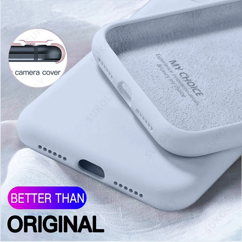 

Luxury Liquid Silicone Case on For iPhone 13 11 12 Pro Max SE 2 2020 XS Max XR X 7 8 6 6S Plus Cover Soft Camera Protection Case