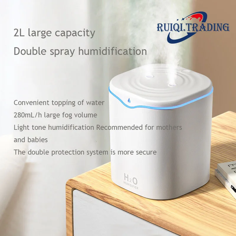 Mini Aromatherapy Air Purifier for Home or Car Use 2.2L Double Spray Humidifier USB Spray Mute Deodorizing and Moisturizing