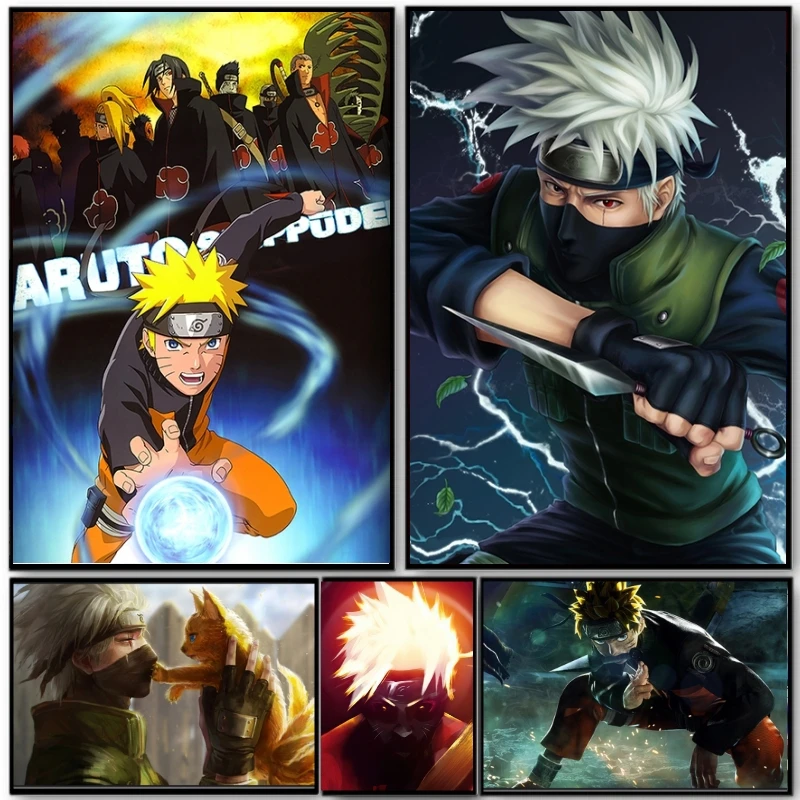 BANDAI анимационная Картина на холсте Наруто печать постер удзумаки Наруто Хокаге мультфильм абстрактный аниме для гостиной настенное Искусство Декор