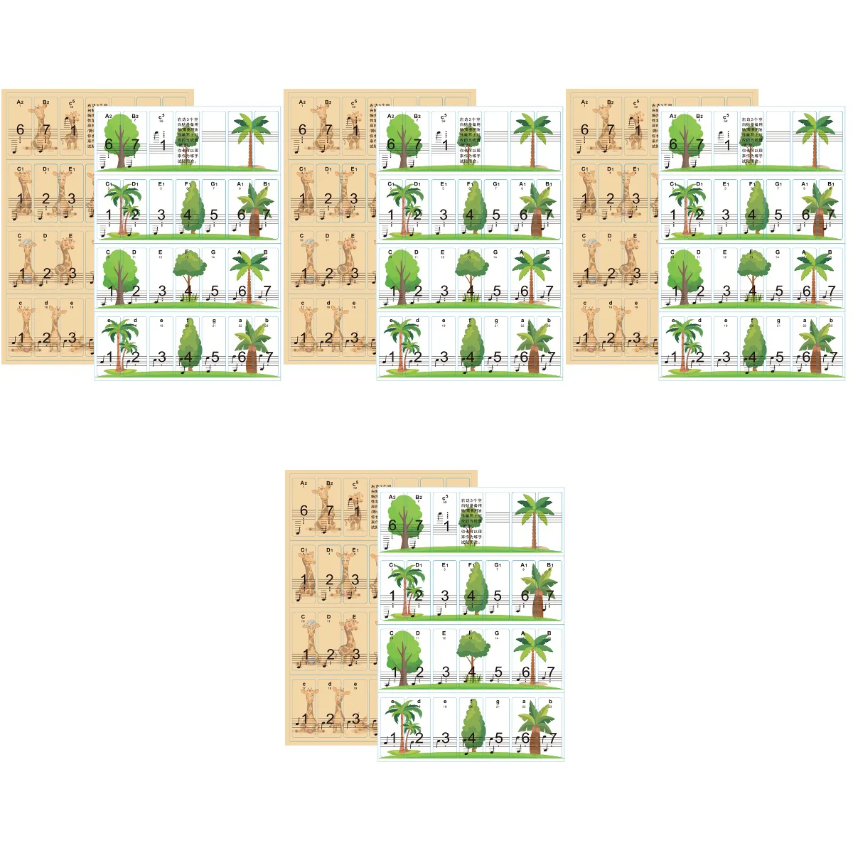 

8 Sets Electronic Piano Simple Introductory Electronic Decals Pentatonic Stickers for Keyboard Piano Beginner