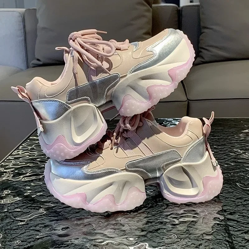 

Кроссовки женские на платформе, люксовые дизайнерские, повседневная спортивная обувь на толстой подошве, массивные