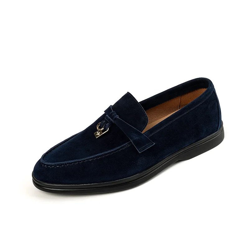 Original Lady Loafers Leather Flat Walking Shoes 2023 New Spring Autumn Lazy Soft Bottom Women's Daily Casual LP Walking Shoes