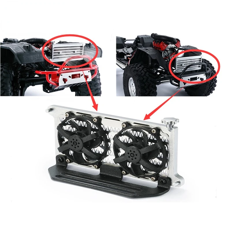 

Metal Cooling Water Radiator Tank with Rotatable Fan Cooling for Traxxas TRX4 TRX6 Wrangler V8 1/10 RC Crawler