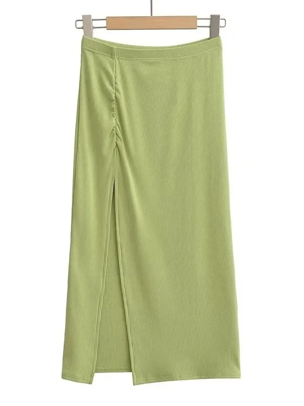 Новый летний висячий женский однотонный тонкий топ на шнуровке + длинная юбка