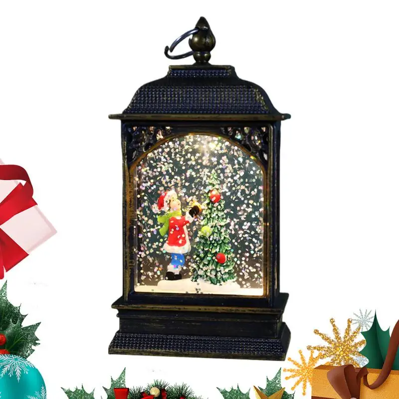 Рождественский снежный фонарь Рождественская сцена Освещенные снежные шары