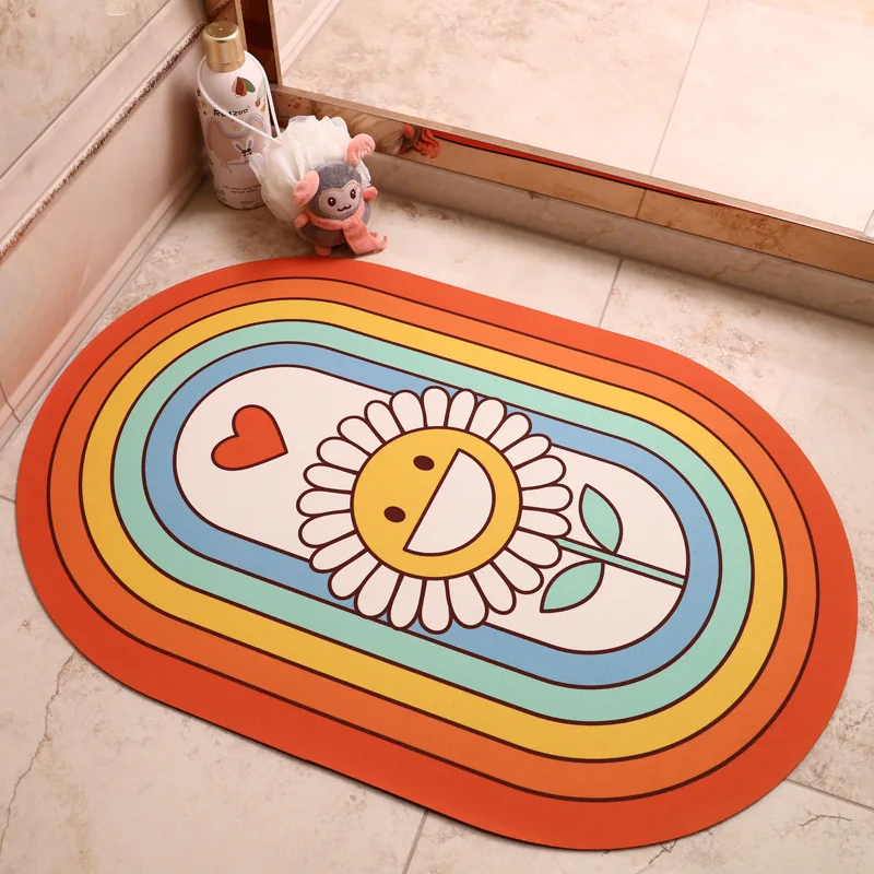 

Cartoon Sunflower 3D Carpets Absorbent Bathroom Anti-slip Area Rugs Living Room Bedroom Decor Kitchen Toilet Washable Floor Mats