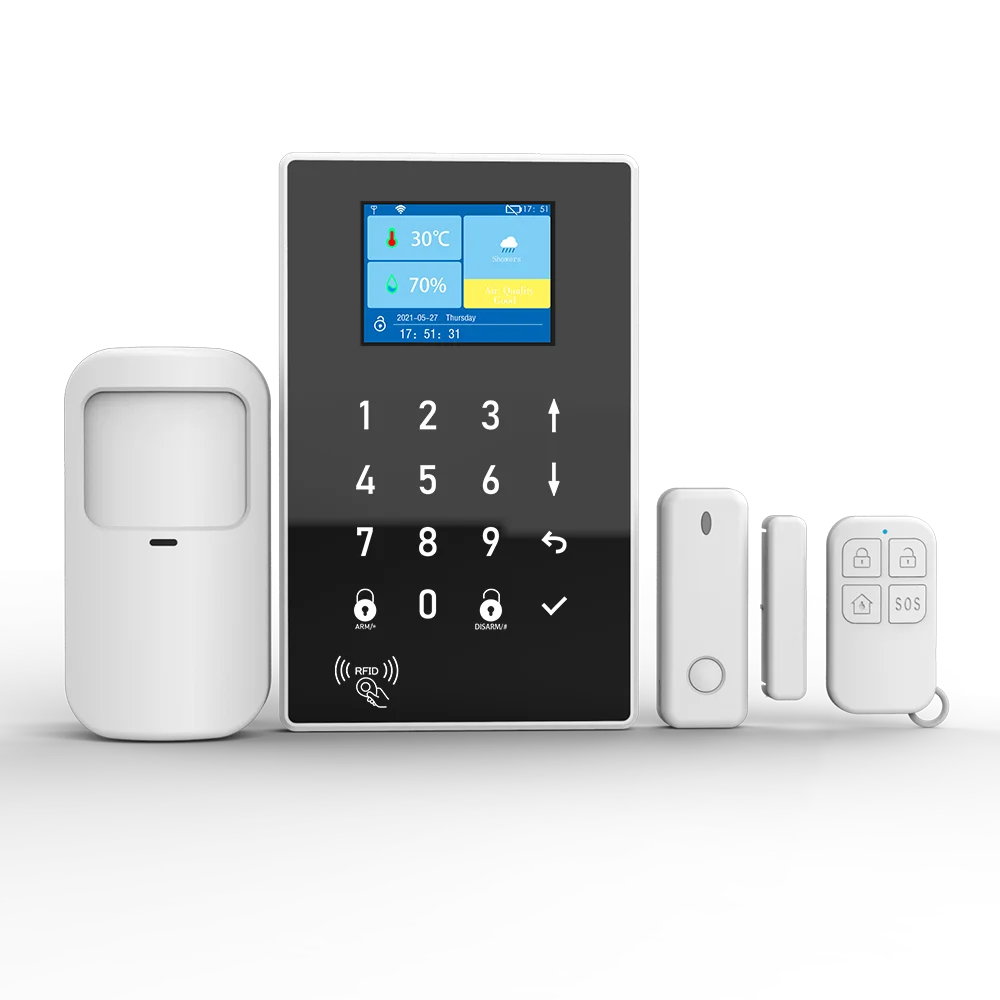 2.8Inch TFT Monitor Tuya Smart Life GSM+WIFI Burglar Alarm System Rifd Home Security Alarm Sensor PIR Detector Door Contact