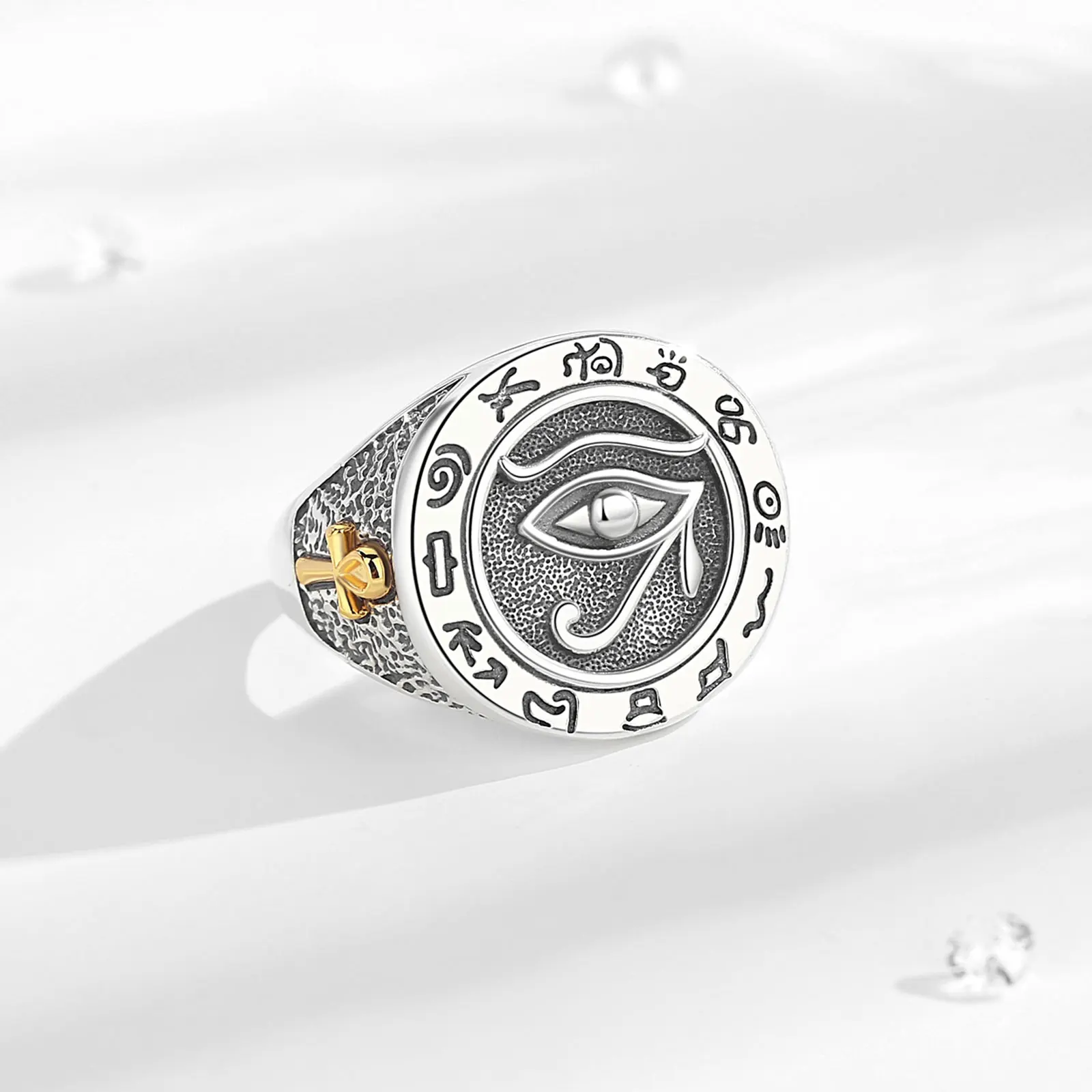 Eudora стерлингового серебра 925 пробы регулируемое кольцо от сглаза для мужчин и