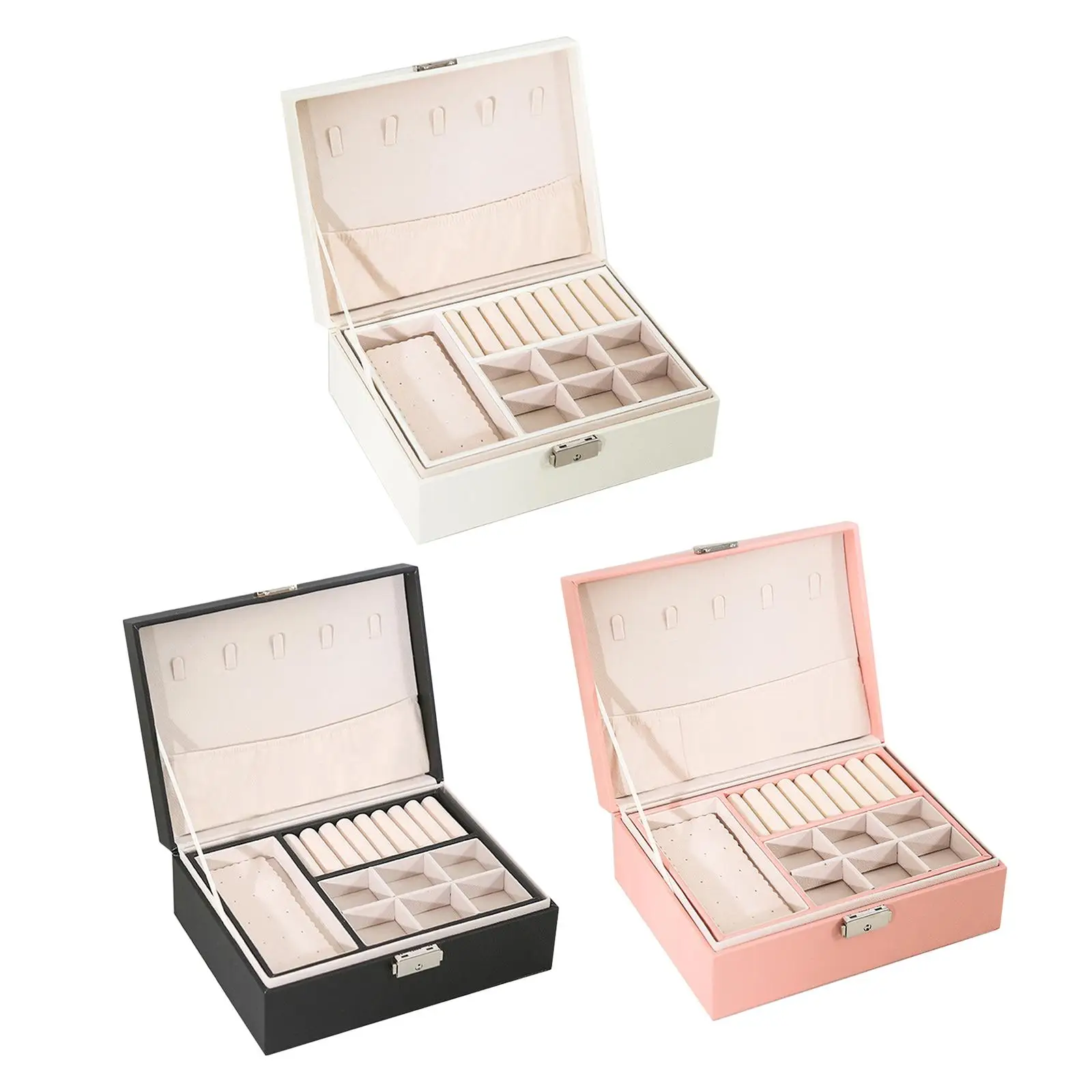 

Luxury PU Leather Jewelry Box Travel Case for Earrings Watches Necklace