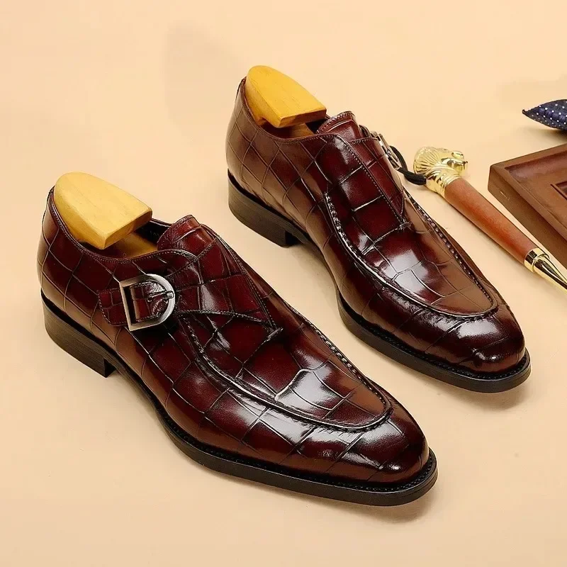 

Retro Men's Formal Leather Casual Shoes Brand Moccasin Buckle Brock Men's Business Formal Shoes New Spring and Autumn Season