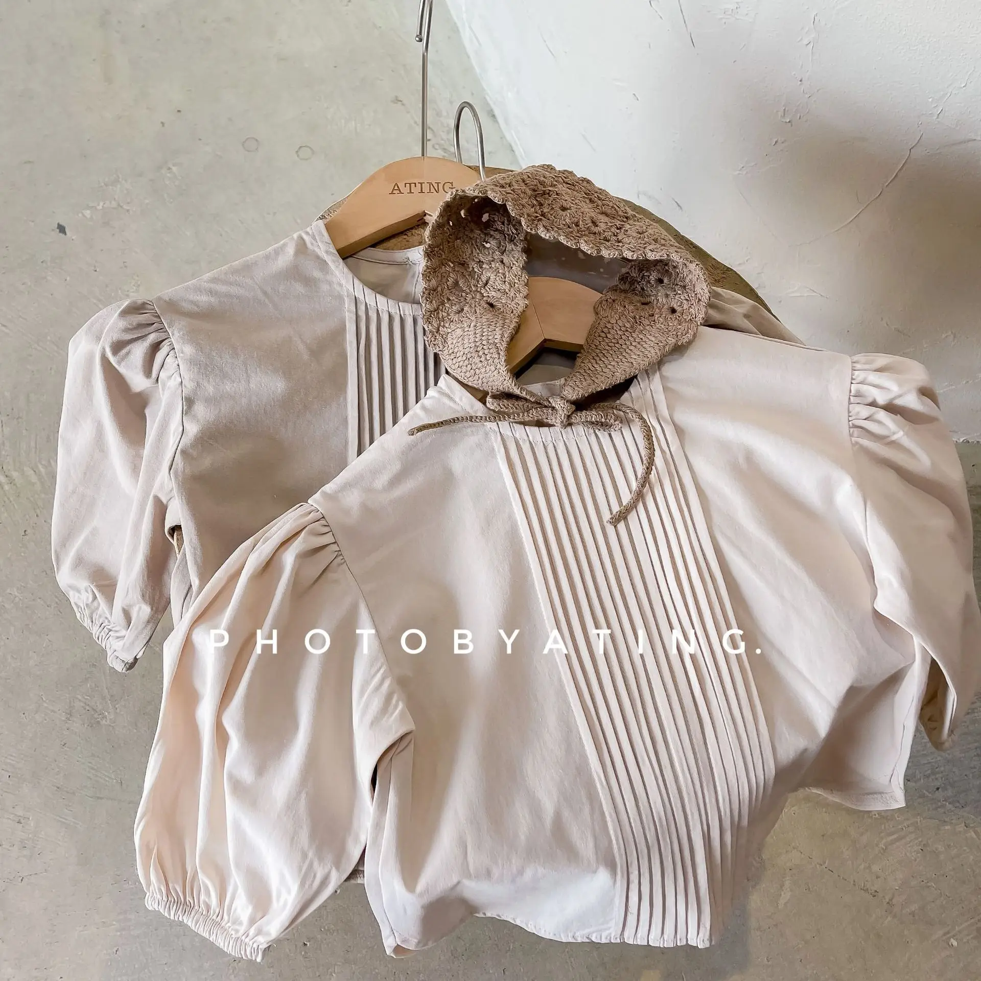 

2022 Kids Baby Cotton Linen Blouse Spring Vintage Children Clothes Tops Boys Girls Long Sleeve Shirts Korean Child Beige Blouses
