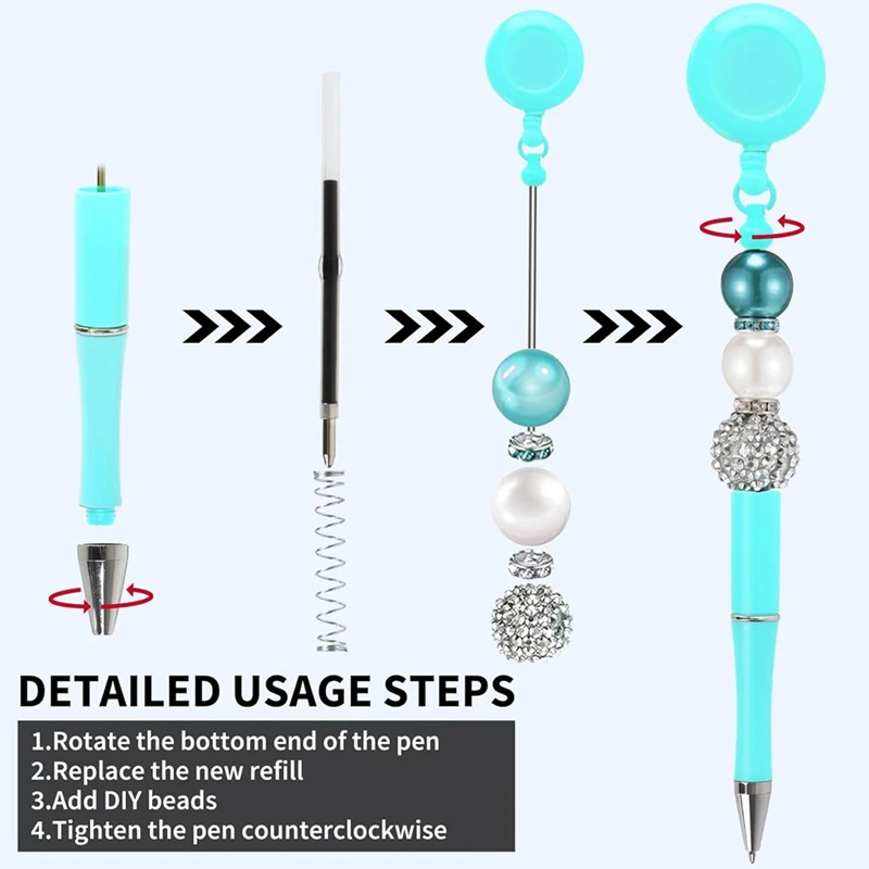 12 шт. шариковая ручка для значка катушка с зажимом из бисера 6 цветов письма