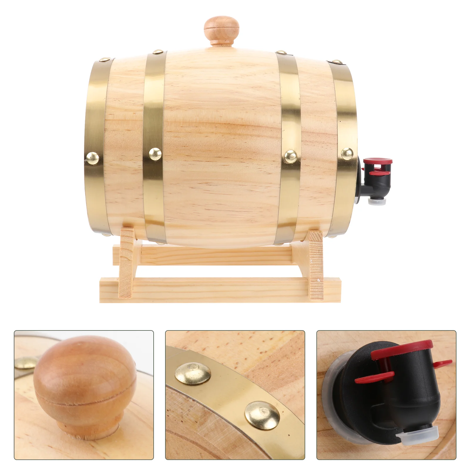 

Whiskey Dispenser Wooden Aging Beer Wood Bucket Keg Decanter Vintage Cask Making Drink Storage Bar Spigot Retro Home Decorative