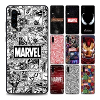 marvel phone case for huawei p10 p20 p30 p40 p50 p50e p smart 2021 pro lite 5g plus silicone case cover cute anime marvel logo