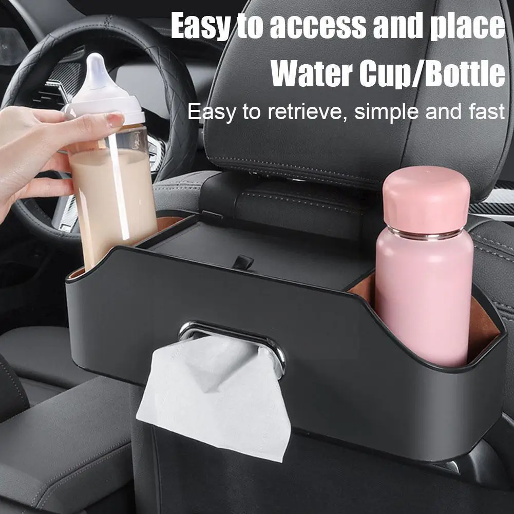 

Universal Leather Car Back Seat Tissue Box Cup Holder Accessories Large Capacity Multifunctional Auto Box Storage Interior