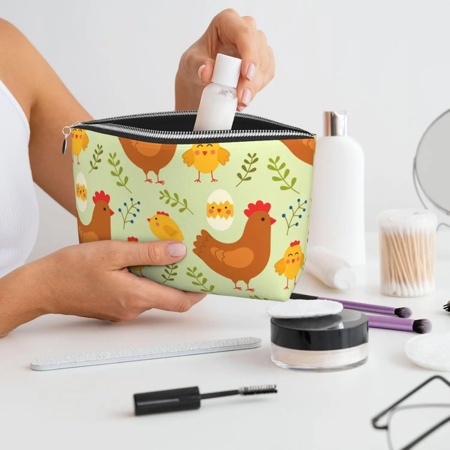 Милая косметичка с курицей и цыплятами женские дорожные туалетные