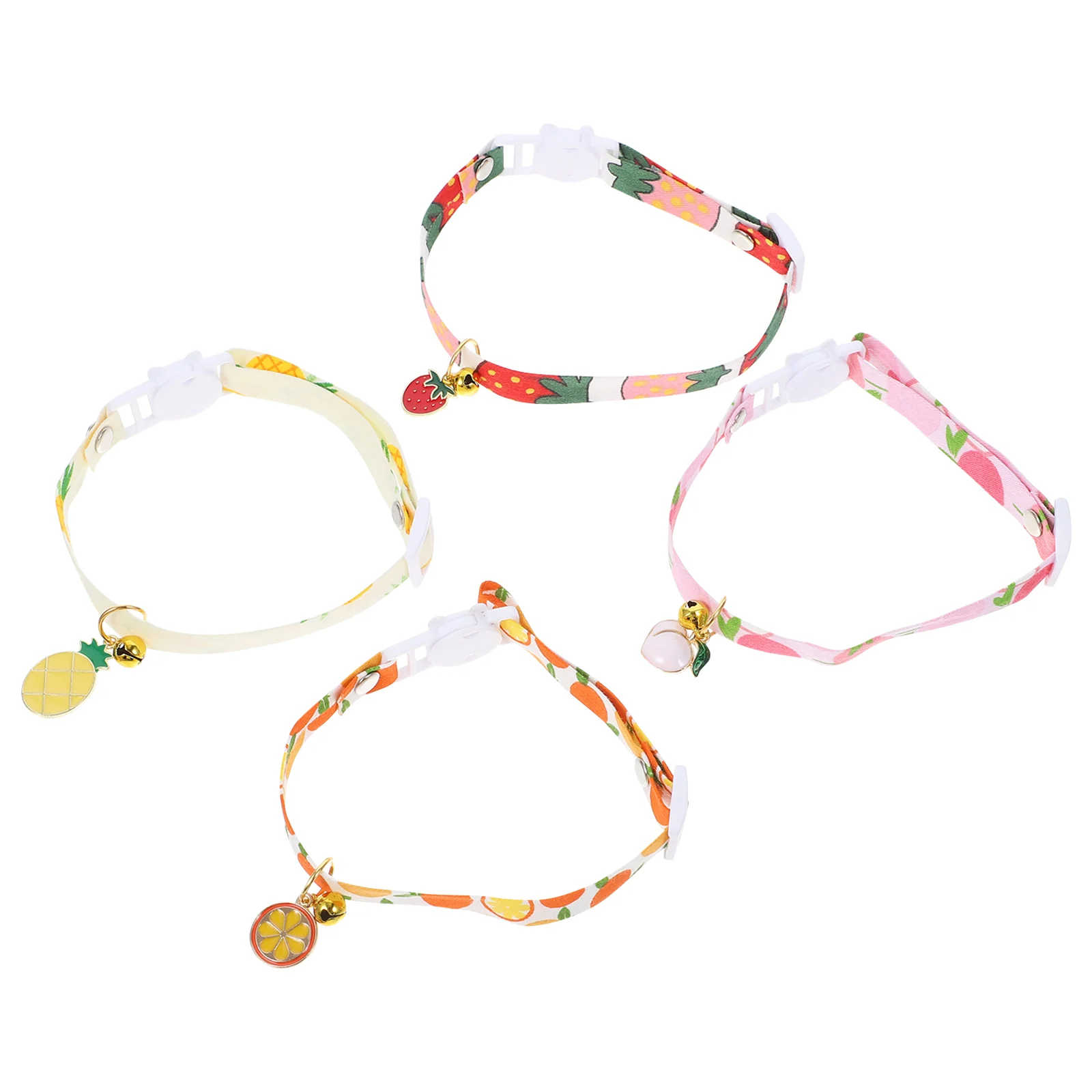 

4pcs Creative Fruits Printed Dog Collars Pet Neck Decors Cat Neckwear Adjustable Puppy Necklaces for Outdoor Gift Party
