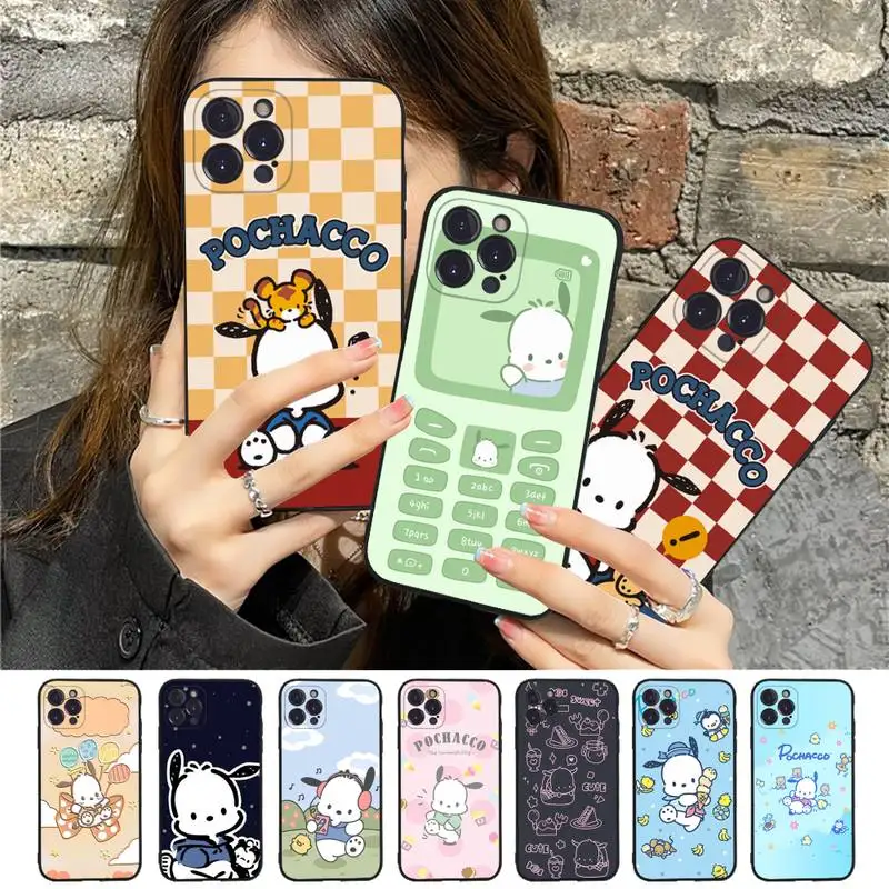

BANDAI Pochacco Phone Case For iPhone 14 13 12 Mini 11 Pro XS Max X XR SE 6 7 8 Plus Soft Silicone Cover