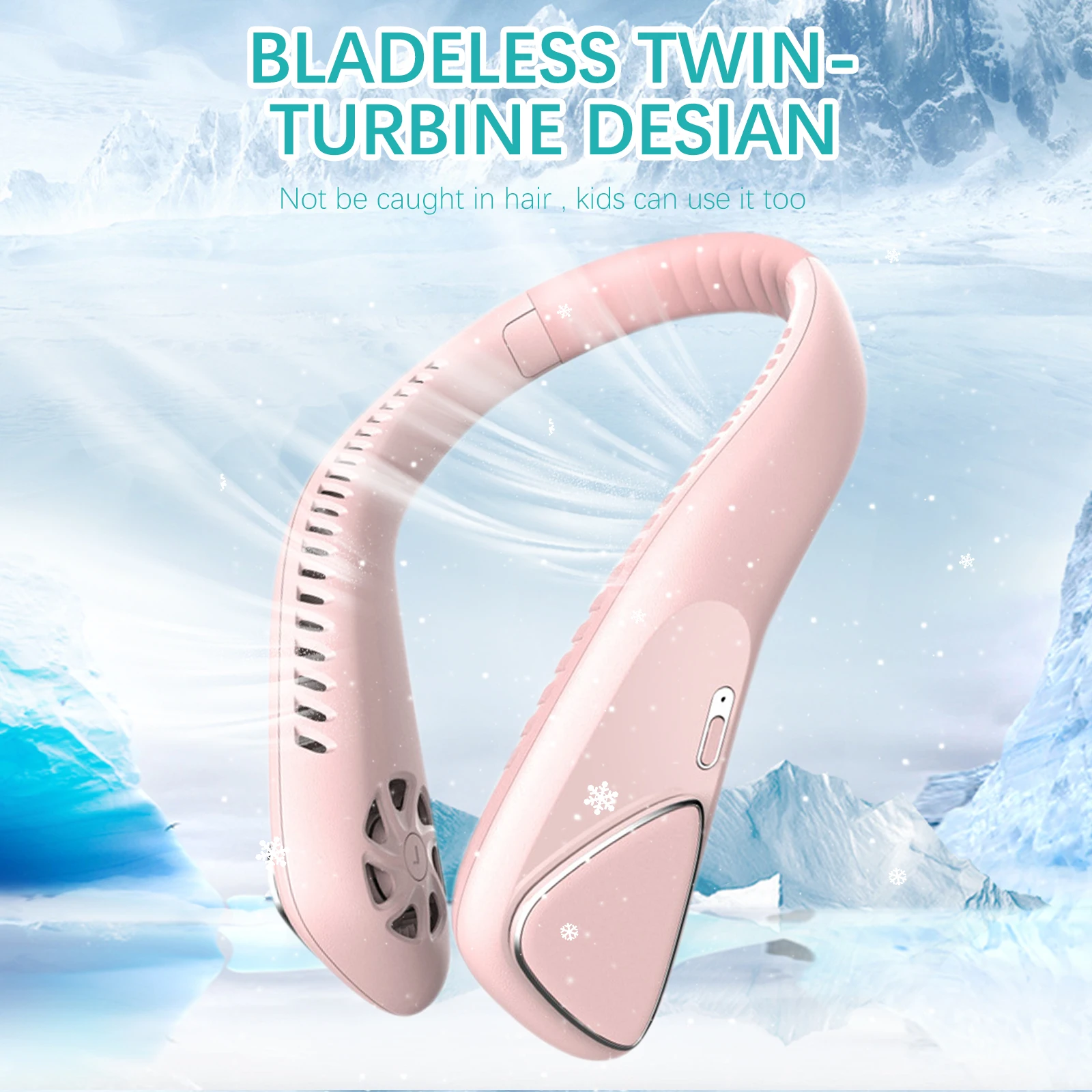 2022 Portable Bladeless Hanging Fans USB Rechargeable Leafless Mini Neck Fan Air Conditioner Cooling Wearable Neckband Fans