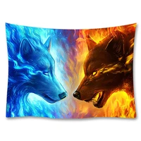 two brightly colored wolf flame animals tapestry wall hanging wall art fabric decorative blanket beach towel tapestry 200x150cm