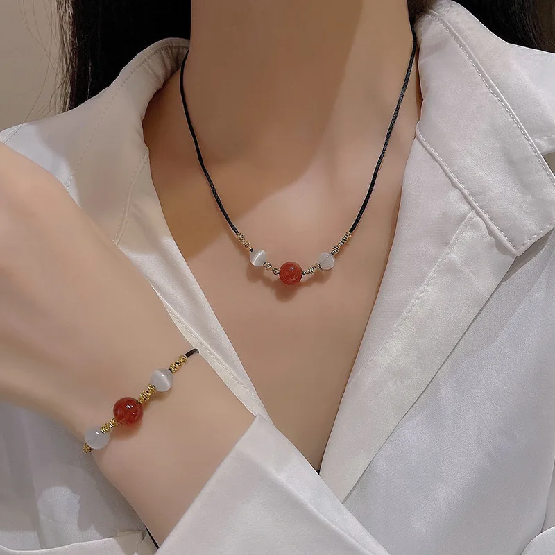 

Модные ювелирные изделия в подарок, подвеска из искусственных бусин, ожерелье из бобов акации, женский дизайн, ожерелья-браслеты кошачий гл...