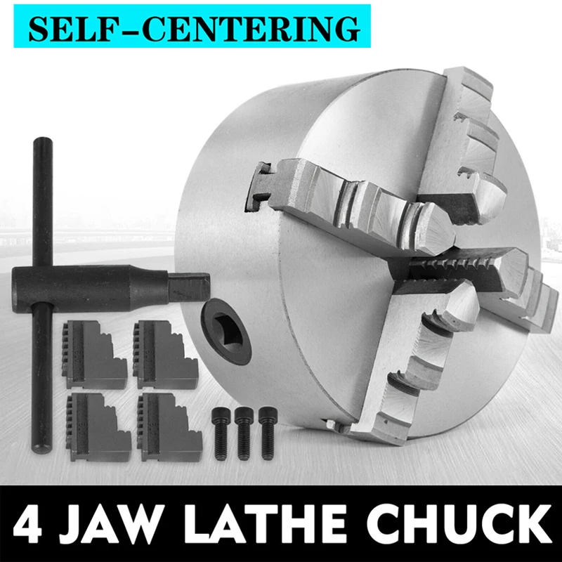 

4 Jaw Manual Lathe Chuck K12-80-100-125-130-160-200-250-320 Scroll Chuck For Wood CNC Lathe Self-centering Metal Chuck