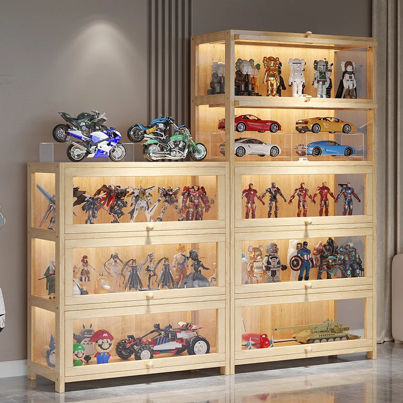 

Solid Wood Storage Cabinet Toy Acrylic Shelf Display Rack Display Dustproof Locker