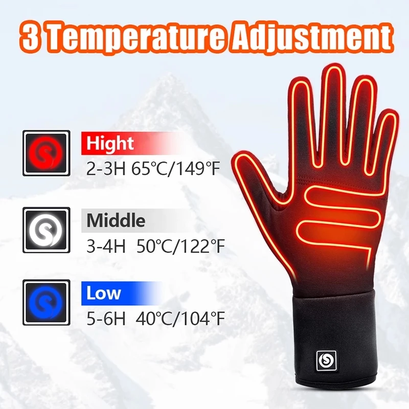 SNOW DEER Winter Woman Heated Gloves Rechargeable Heating Ski Liner Electic Motorcycles For Men Hand Warmer Heat Glove with Rays