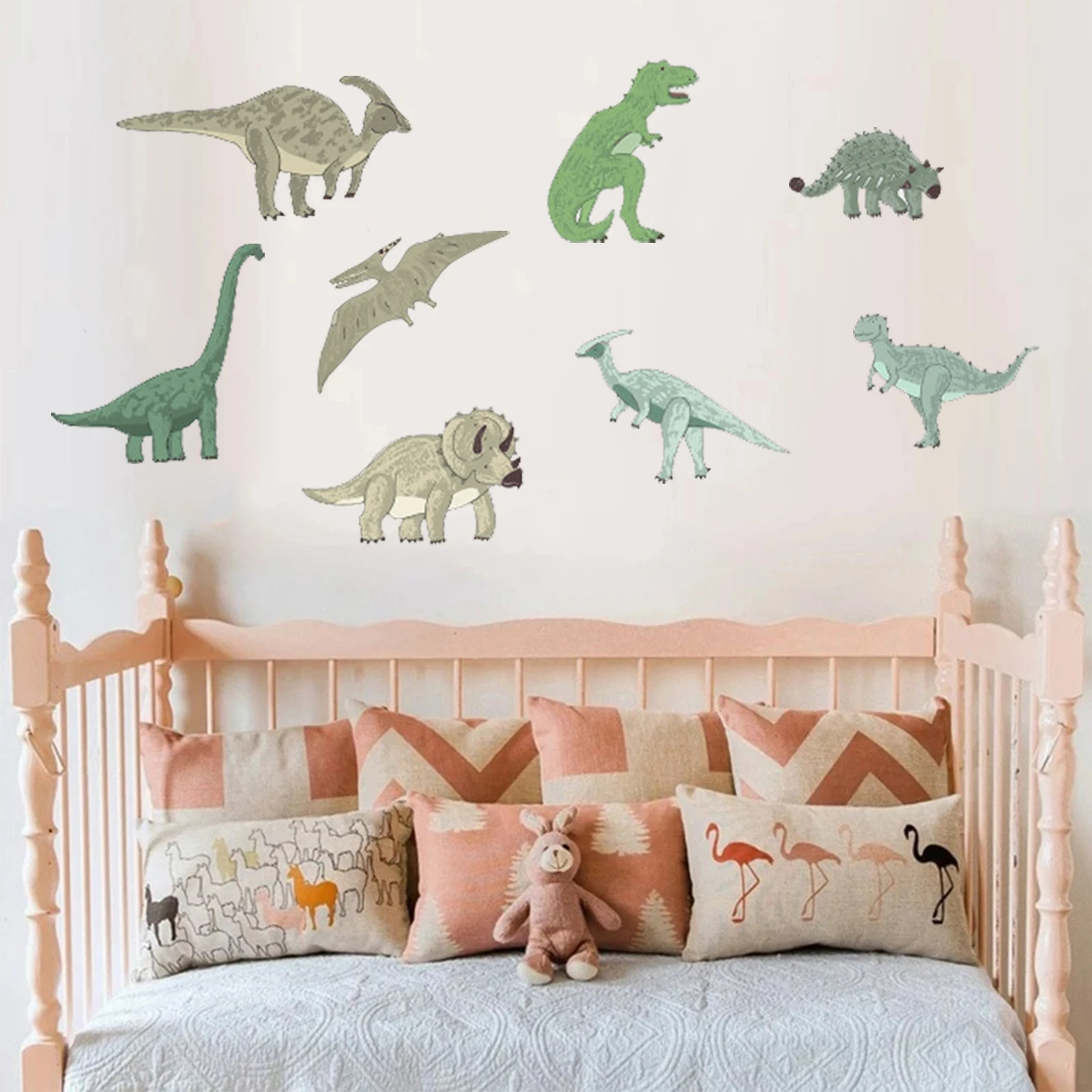 Various Dinosaur Wall Stickers For Kids Room Wall Decor Cartoon Dinosaur Wall Decals Removable Art Murals For Home Decoration images - 6