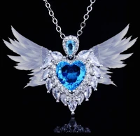 anglang chic heart necklace with pinkblue cubic zirconia stylish women accessories for party fancy love gift statement jewelry