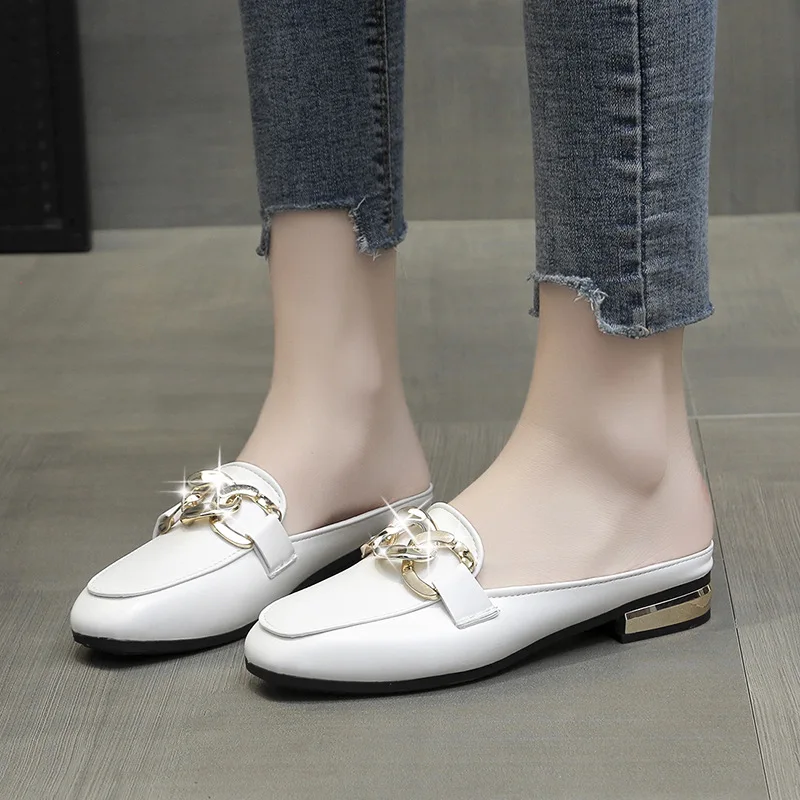 

Женские полутапочки Baotou, модная летняя Уличная обувь на весну и лето 2023, новые туфли Muller с цепочкой, женские сандалии на плоской подошве
