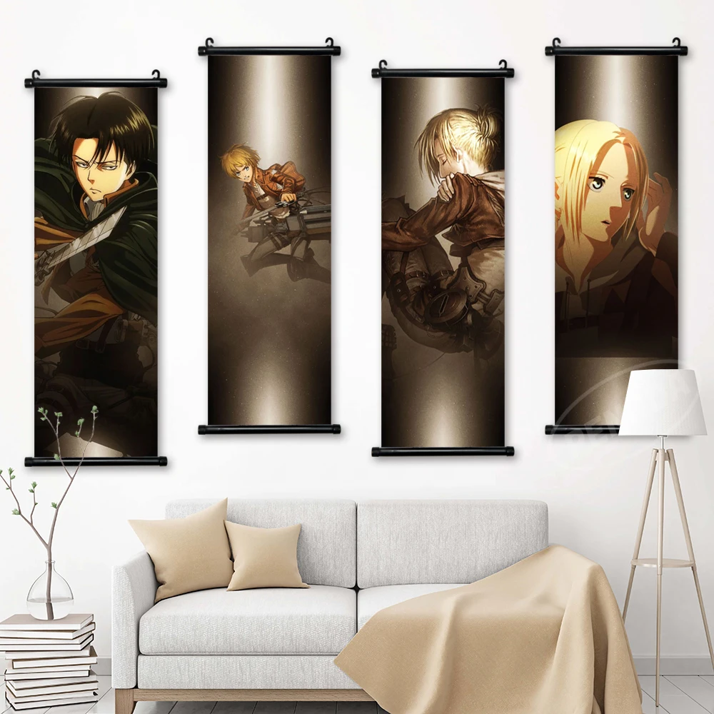 

Canvas Home Decor Attack On Titan Wall Levi Ackerman Art Armin Arlert Painting Hanging Scrolls Mikasa Print Anime Picture Poster