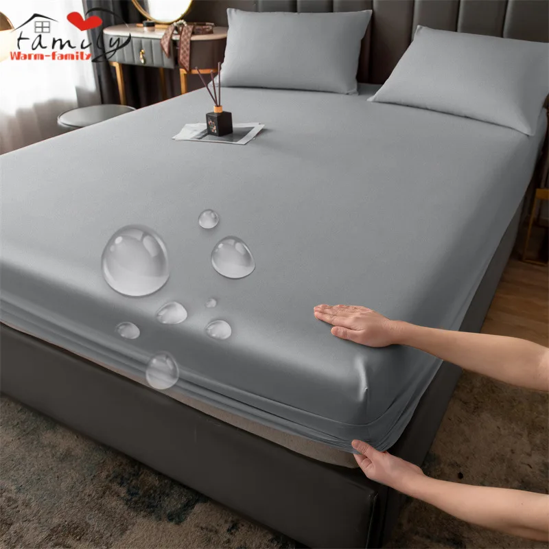 

Matress Cover 100% Waterproof Cotton Mattress Protector Antibacterial Mite Resistant Printed Bed Cover Queen King Size Bedding