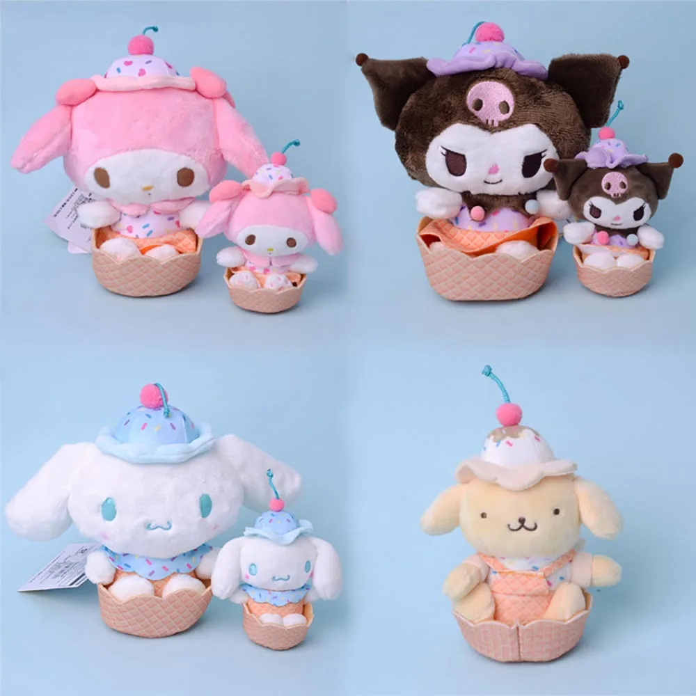 

Cartoon Sanrioed Sweet Cone Plush Dolls Toys Pendant Kuromi Melody Purin Plush Keychains Home Decor Backpack Ornaments Kids Gift