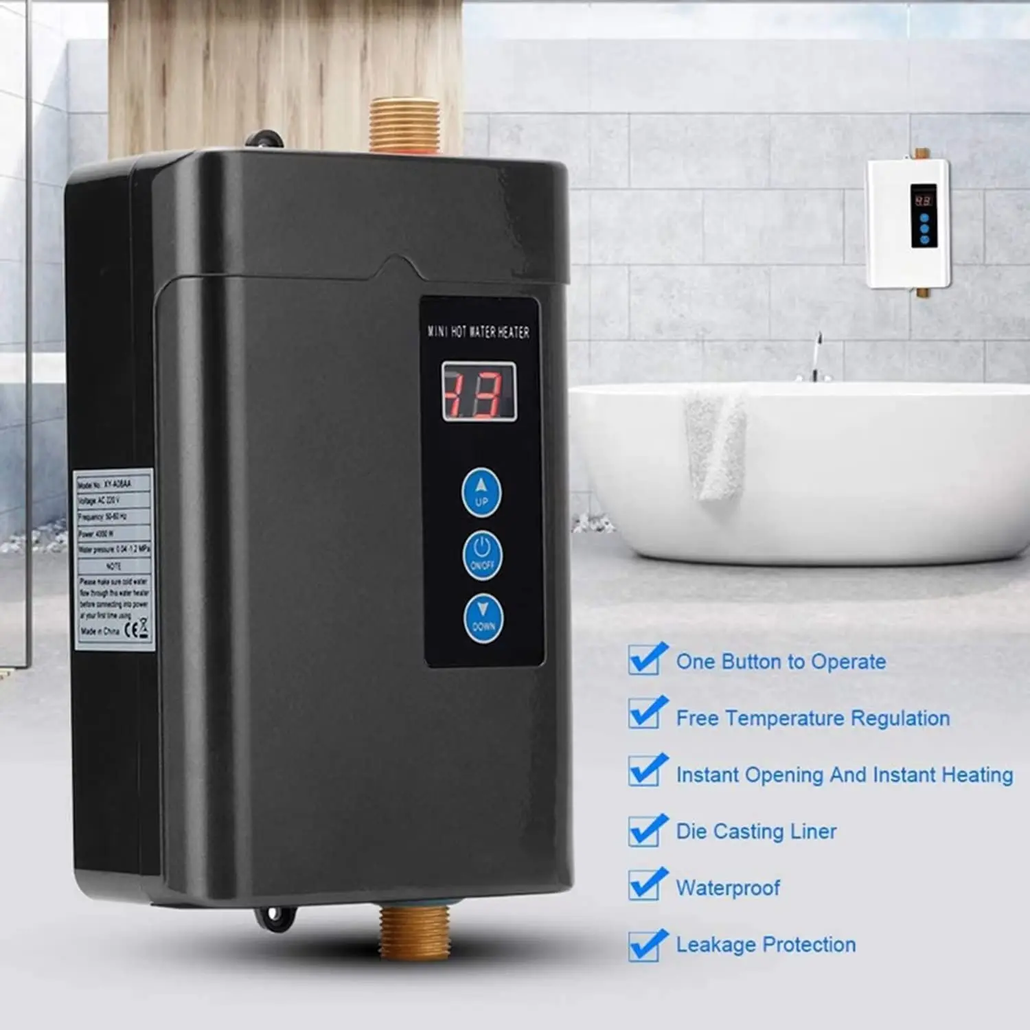 

3800W Electric Thankless Mini Instant Hot Water Heater 220/110V bathroom Faucet Tap Heating 3 Seconds Instant Heating