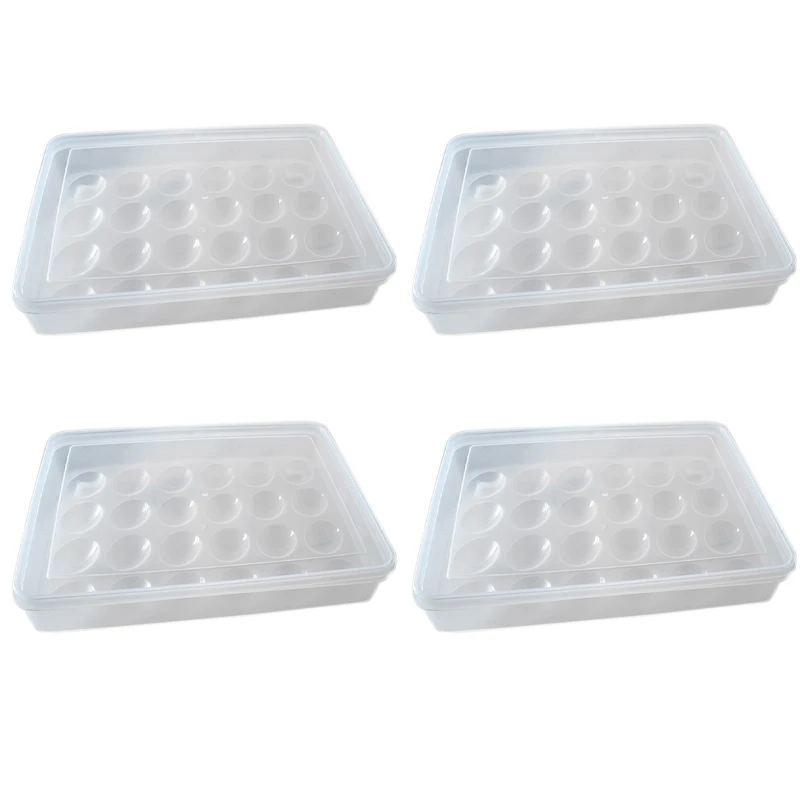 

JFBL Hot 4X Egg Holder For Refrigerator, Deviled Egg Tray Carrier With Lid Fridge Egg Storage Stackable Plastic Egg Containers