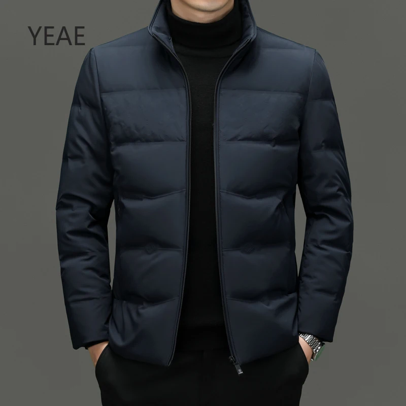 Мужская легкая пуховая куртка YEAE дизайнерская зимняя молочного цвета с