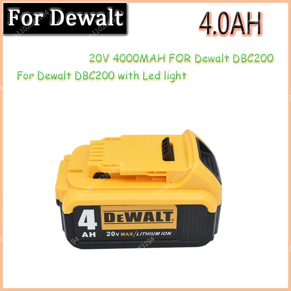 100%New DeWalt 20V 4.0AH Li-Ion battery power tool replacement for DeWalt DCB184 DCB181 DCB182 DCB200 18V battery
